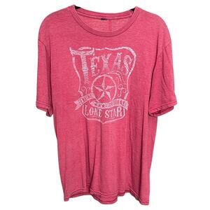 Texas Lone Star Graphic Tee Red Heather Mason Jar Sleeve Detail - L